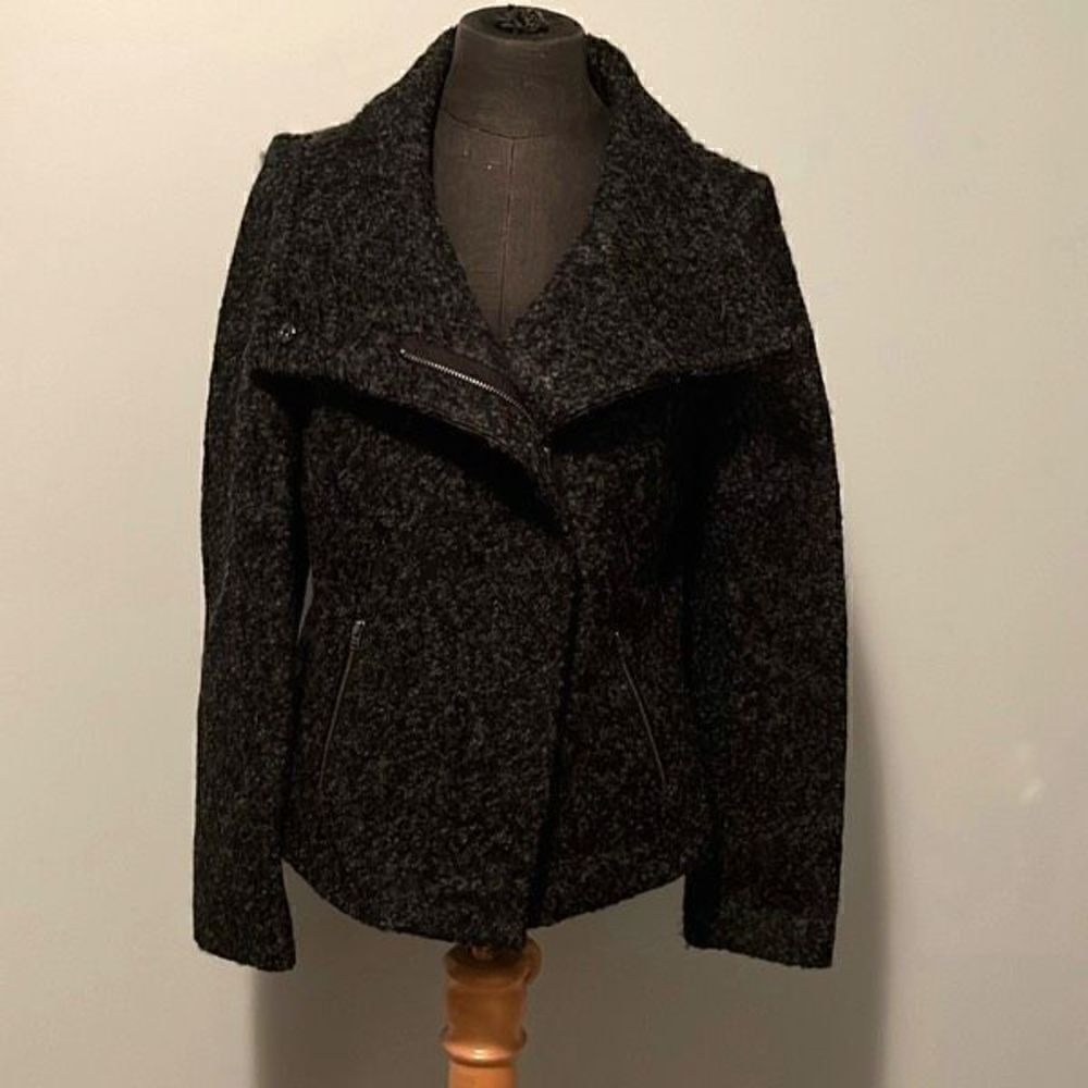 Ann Taylor Loft Women's Gray Asymmetric Zip Wool Blend Moto Jacket Size 8